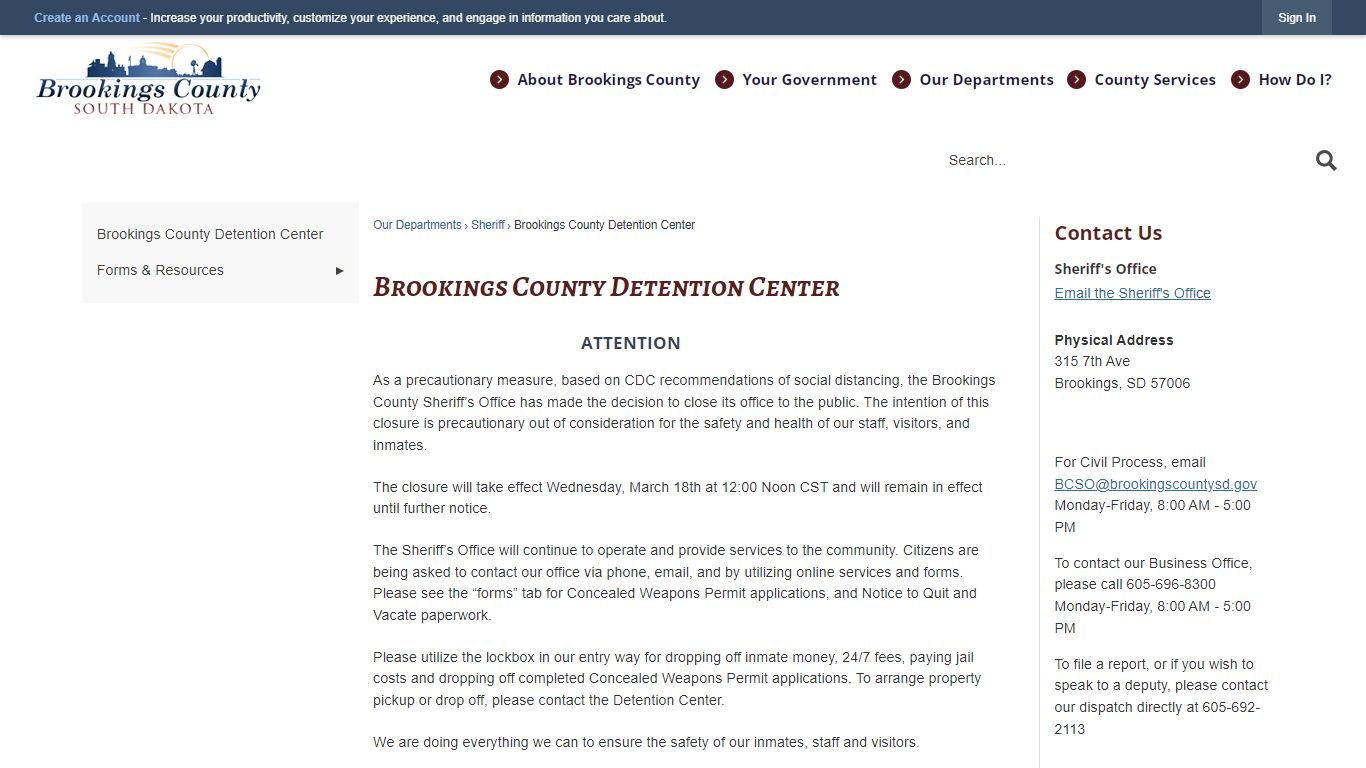 Brookings County Detention Center | Brookings County, SD ...